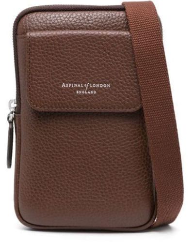 Aspinal of London Reporter leather crossbody phone bag - Marrone