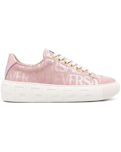 Versace Greca Leather Low Top Sneakers - Pink
