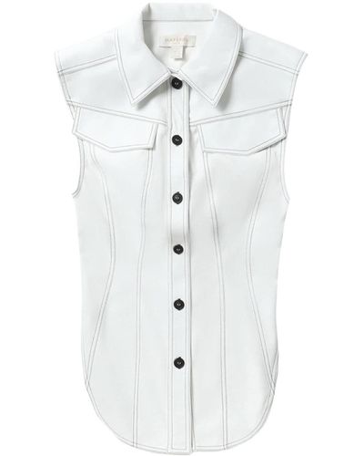 Matériel Sleeveless Cropped-back Shirt - White