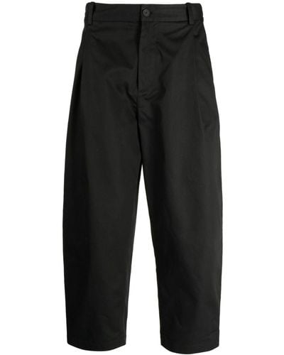Maison Kitsuné Wide-leg Cotton Cropped Pants - Black