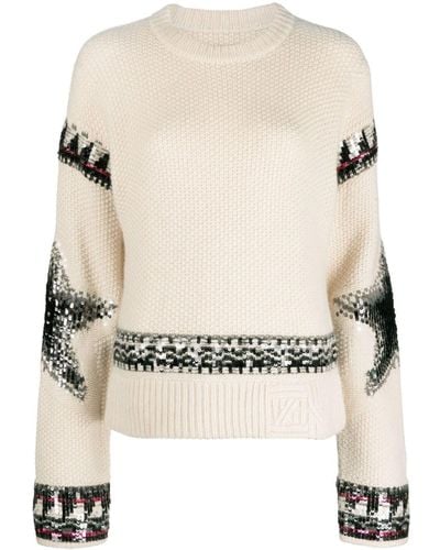 Zadig & Voltaire Sequin-embellished Cashmere Sweater - Natural