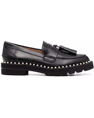 Stuart Weitzman Mila Pearl-embellished Loafers - Black