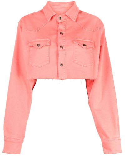 3x1 Long-sleeve Buttoned Cropped Jacket - Pink