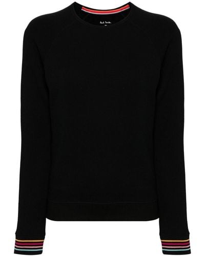 Paul Smith Striped-cuff Cotton Sweatshirt - Black