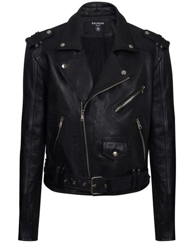 Balmain Leather biker jacket - Schwarz