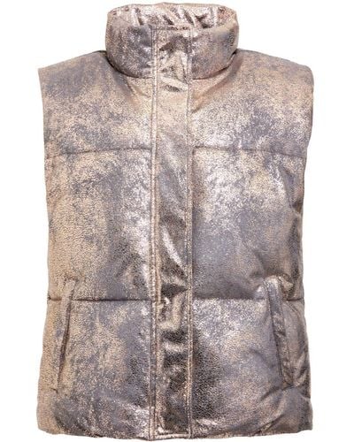 Unreal Fur Painted Lady Padded Gilet - Gray