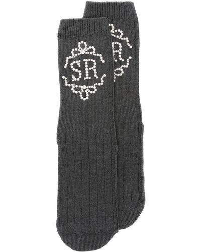Simone Rocha Monogram-embellished Cotton Socks - Black