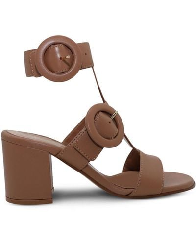 Gianvito Rossi Sandalias Buckle Block Heel - Marrón