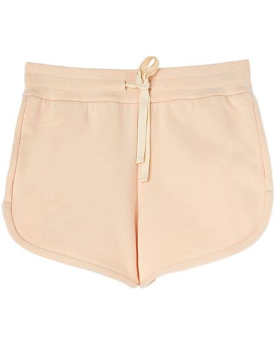 Jil Sander Logo-tag Drawstring Cotton Mini Shorts - Natural
