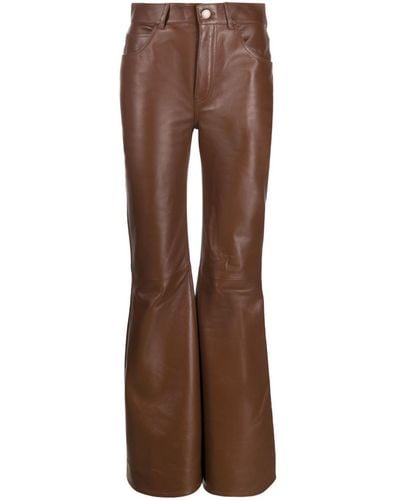 Chloé Flared Leather Pants - Brown