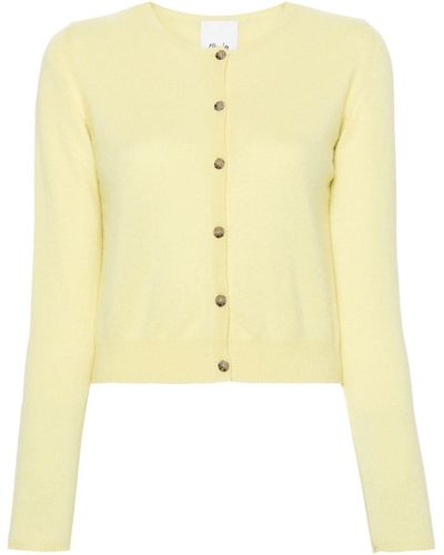 Allude Round-neck Cropped Cashmere Cardigan - Yellow