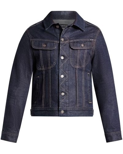 Tom Ford Contrast-stitching Denim Jacket - Blue