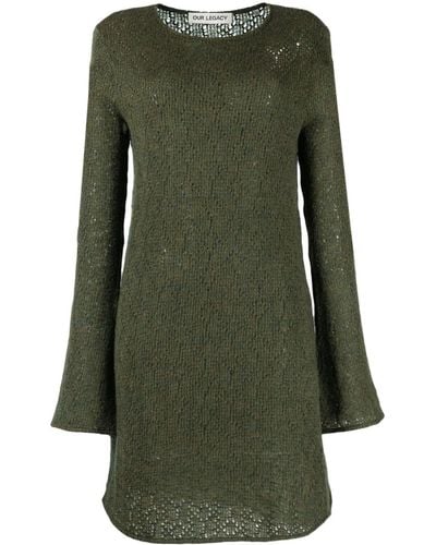 Our Legacy Two Face Crochet-knit Minidress - Green