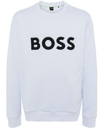 BOSS Logo-print Cotton-blend Jumper - Grey