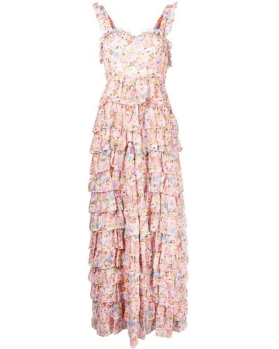 LoveShackFancy Floral-print Tiered Dress - Pink