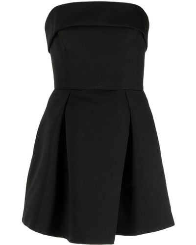 Amsale Box Pleat Mini Dress - Black