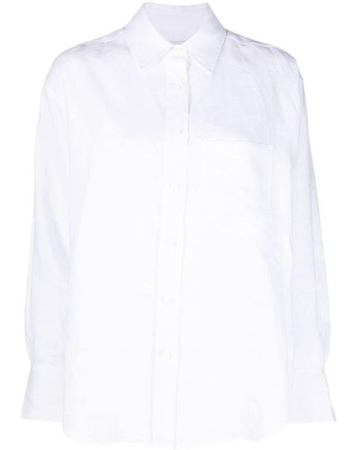 Calvin Klein スプレッドカラー リネンシャツ - ホワイト