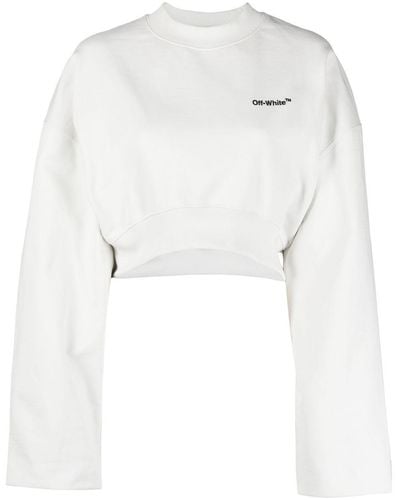 Off-White c/o Virgil Abloh Logo-embroidered Cropped Sweatshirt - White
