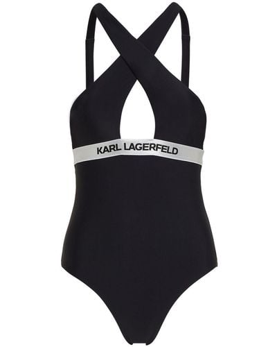 Karl Lagerfeld Bañador con cuello halter - Negro