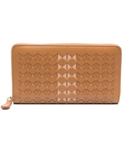 Serapian Mosaico-weaving Leather Wallet - Brown