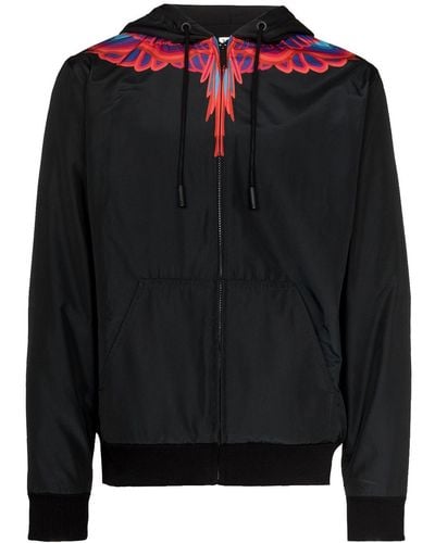 Marcelo Burlon Curved Wings-print Hooded Jacket - Black