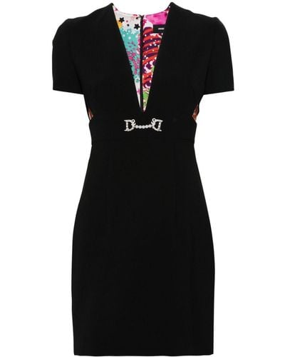 DSquared² Kleid mit Logo-Schild - Schwarz