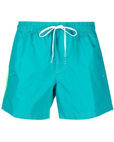 Sundek Logo-patch Striped Swim Shorts - Blue
