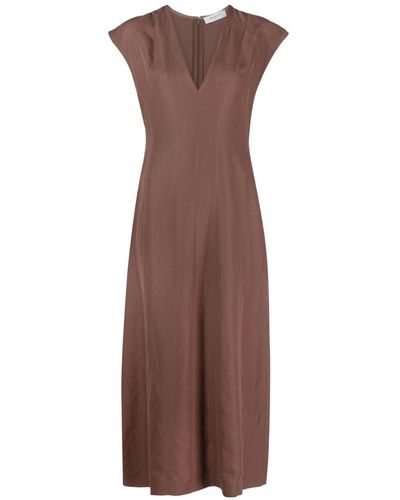 Fabiana Filippi Tailored Sleeveless Midi Dress - Brown