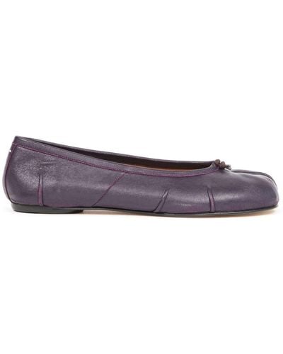 Maison Margiela Tabi Leather Ballerina Shoes - Purple