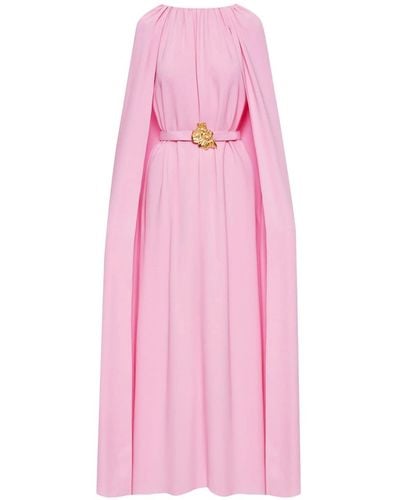 Oscar de la Renta Floral-appliqué Cape Gown - Pink