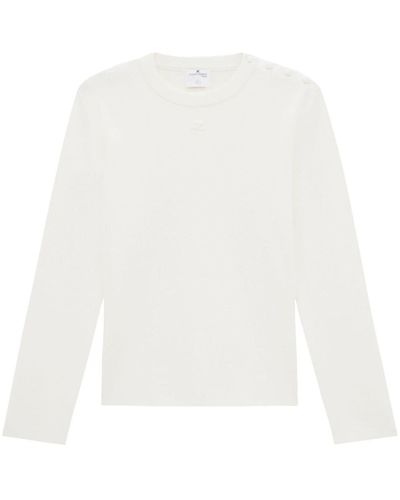 Courreges Crew Neck Knitted Sweater - White