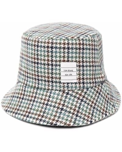 Thom Browne Houndstooth Name Tag Appliqué Bucket Hat - Green