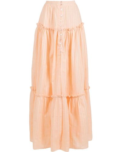 Olympiah Saia Tiered Maxi Skirt - Pink