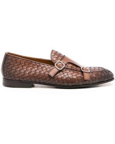 Doucal's Interwoven Leather Monk Shoes - Brown