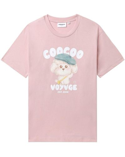 Chocoolate Graphic-print Cotton T-shirt - Pink