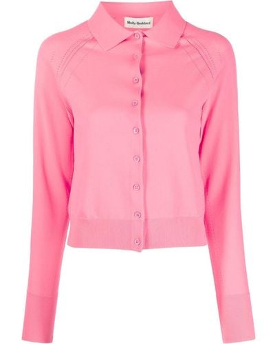 Molly Goddard Pointelle-knit Cropped Cardigan - Pink