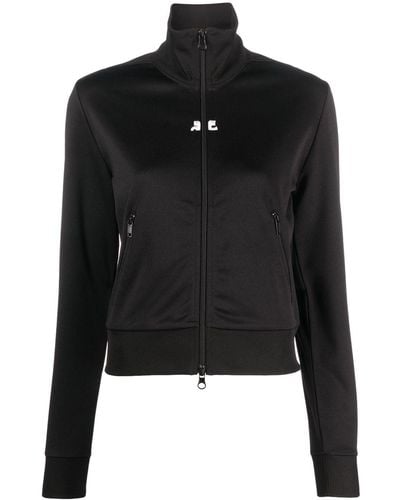 Courreges Sweatshirt With Zip And Logo - Black