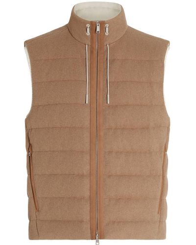 Zegna Padded zipped-up fastening gilet - Marrón
