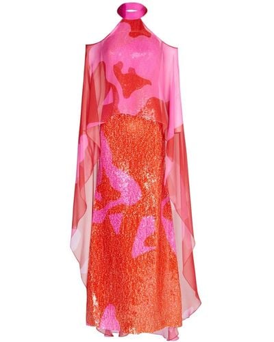 Silvia Tcherassi Lodi Layered Silk & Sequin Maxi Dress