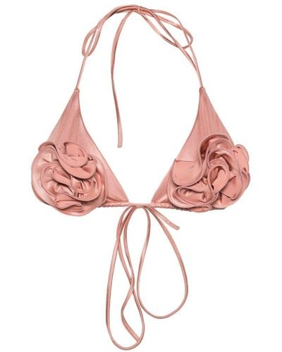 Magda Butrym Floral-appliqué Bikini Top - Pink