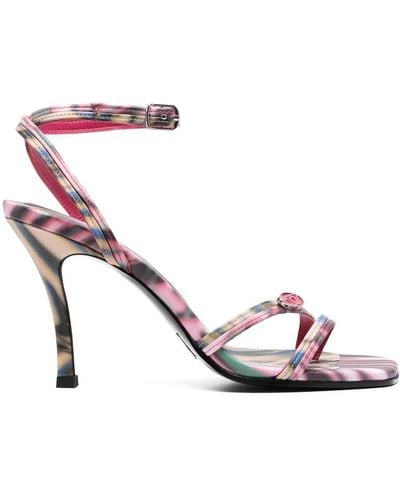 DIESEL Abstract-print 90mm Heeled Sandals - Pink