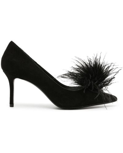 Kate Spade 80mm Feather-detailing Suede Court Shoes - Black