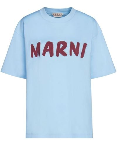 Marni Camiseta con logo estampado - Azul