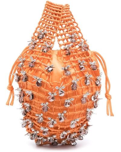 Lanvin Bead-embellished Tote Bag - Orange