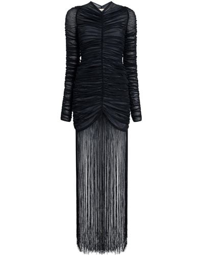 Khaite Guisa Ruched Fringed Dress - Black