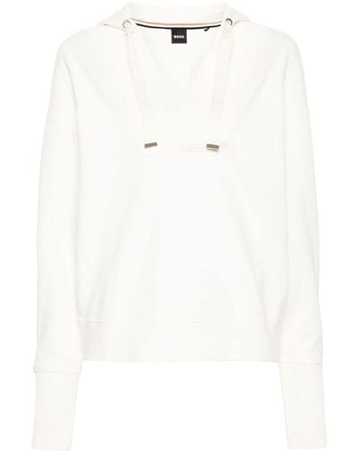 BOSS V-neck cotton-blend hoodie - Blanc