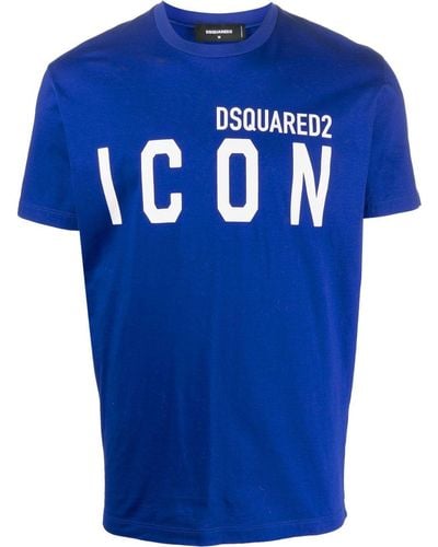 DSquared² Icon-print Cotton T-shirt - Blue