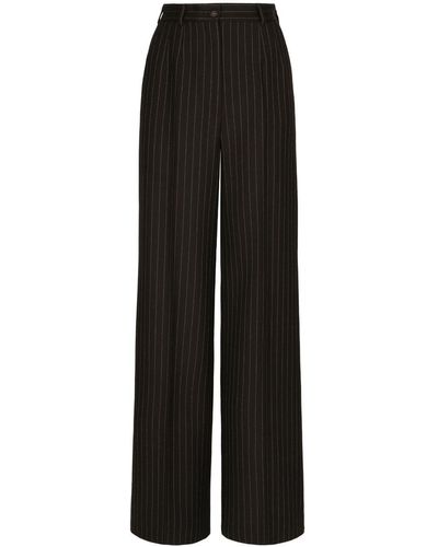 Dolce & Gabbana Pantalones anchos de talle alto - Negro