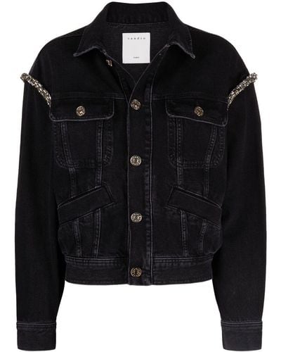 Sandro Crystal-embellished Denim Jacket - Black