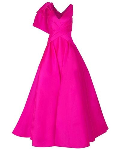 Pamella Roland Mikado Pleated Gown - Pink